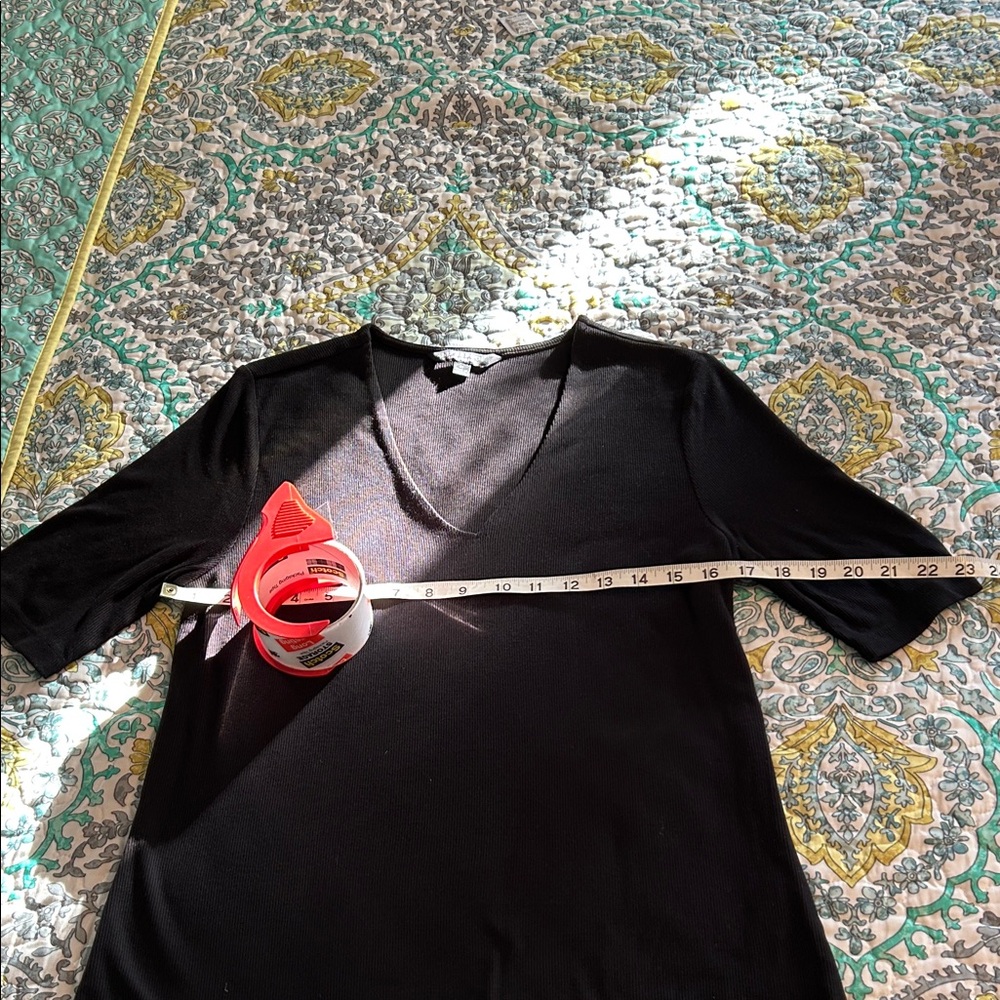 Liverpool Knit Black Short Sleeve V-Neck Top - Picture 2 of 4